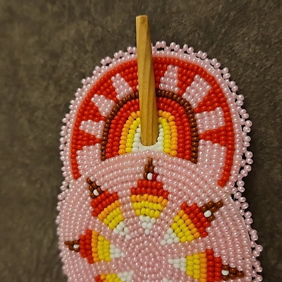 Native American Style Beaded Ponytail Bun Hair Stick Barrette - Picture 5 of 8